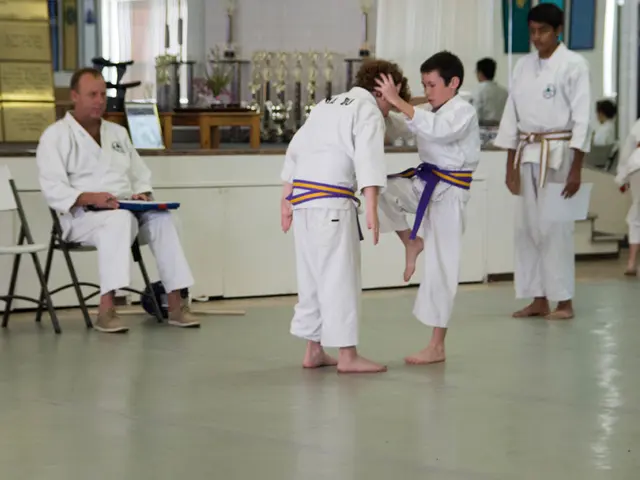 Qui possiamo vedere un paio di bambini che praticano il kung fu e sulla sinistra possiamo vedere il...