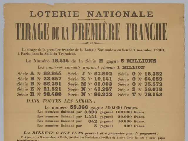 L'immagine mostra un foglio con il testo "Loterie Nationale Tirage de la Première Tranche" scritto...