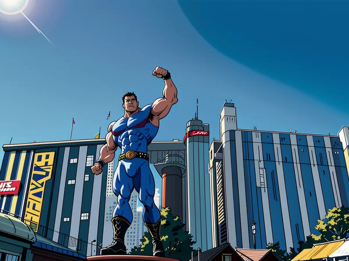 Operai innalzano l'emblema Live! nel prossimo Live! Casino & Hotel Louisiana. La riqualificazione...