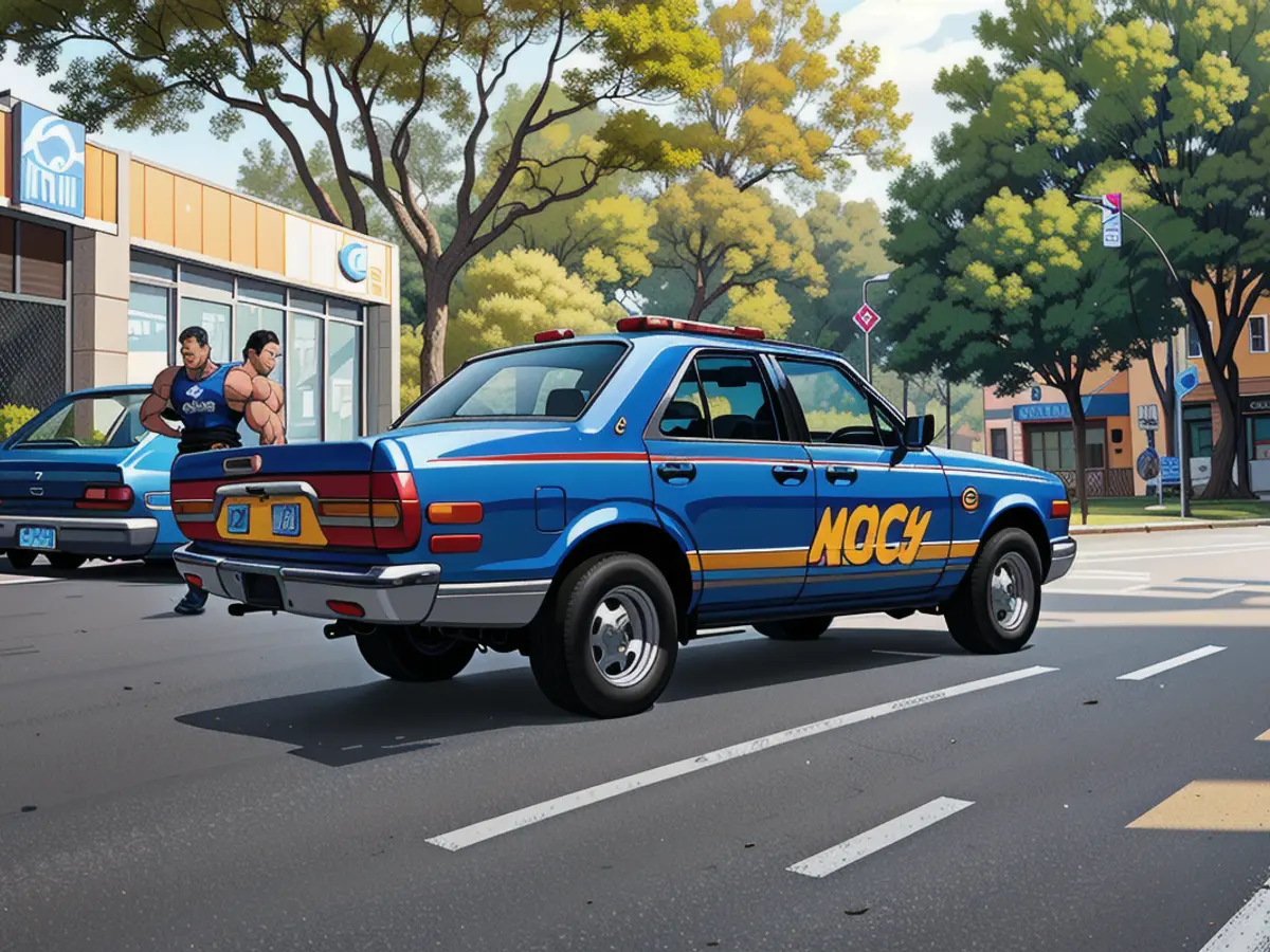 Un veicolo delle forze dell'ordine in Argentina si sta recando per affrontare una segnalazione. Un...
