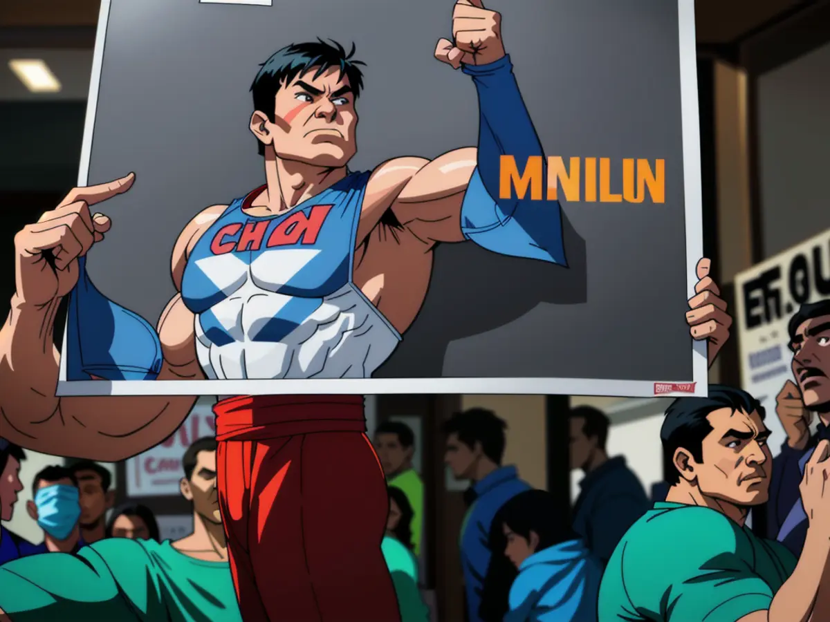 Protestante mostra uno striscione fuori dal tribunale municipale di Phnom Penh il 25 maggio,...