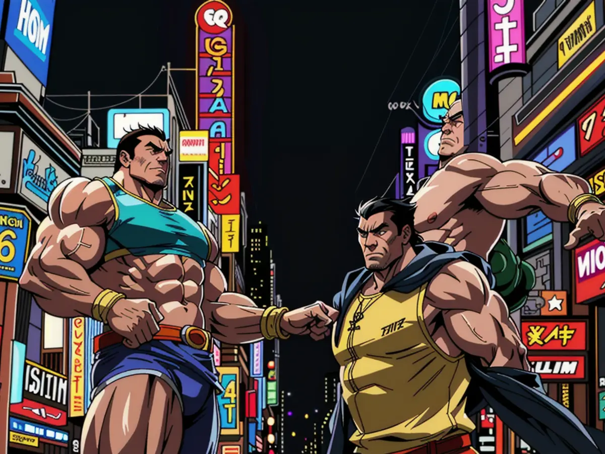 Nel vivace centro di Downtown Osaka, Giappone, le luci sfavillanti dipingono un paesaggio notturno...