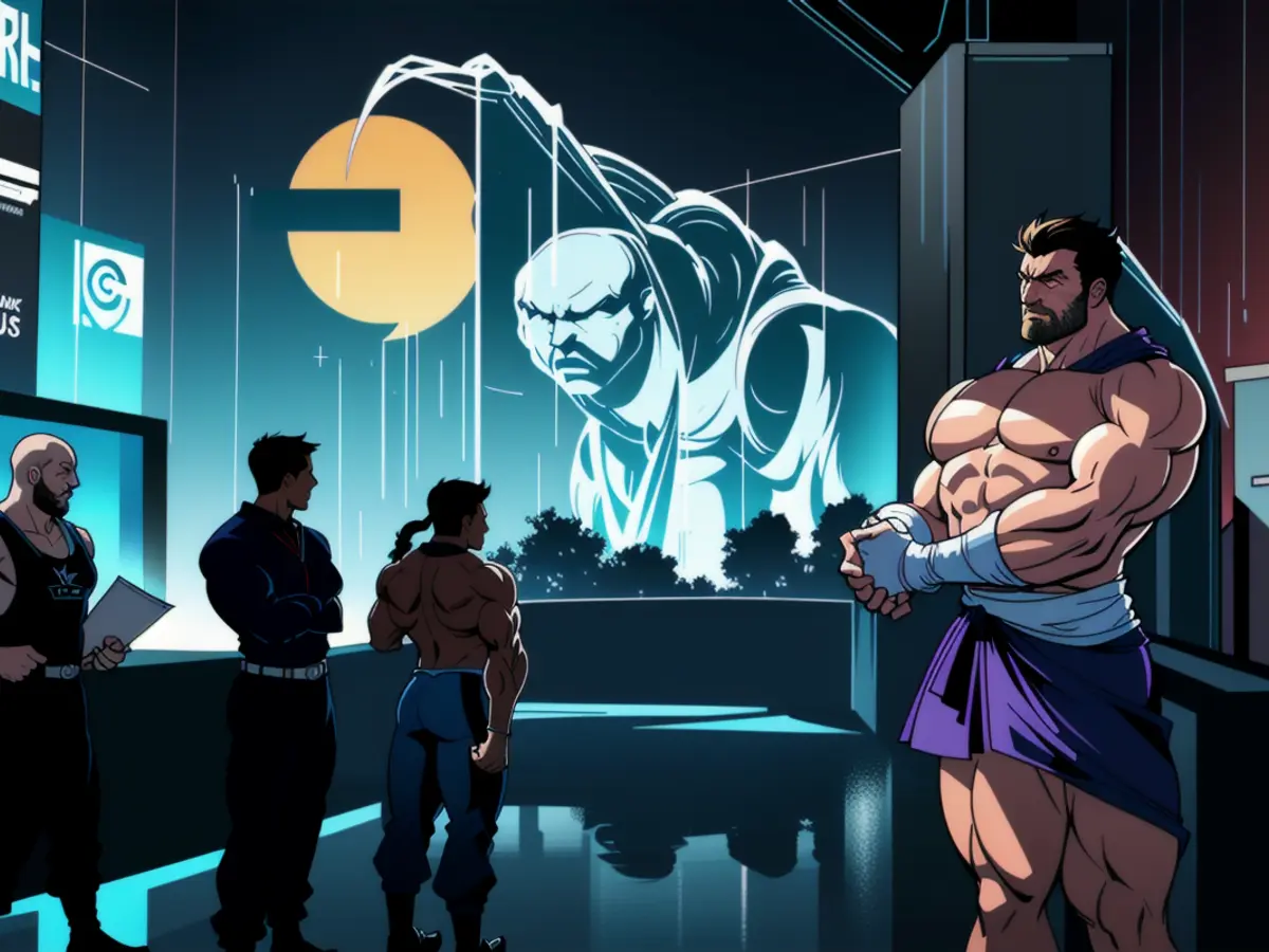 Contenuto dell'immagine non modificato: Foto ad alta risoluzione che mostra un anarchica mascherato con una mazza in mano, che rompe il finestrino di un negozio di auto di lusso, in mezzo a un contesto caotico di rivolte e saccheggi. Gli esperti prevedono un aumento delle tendenze per Solana, Ripple, Dogecoin, Toncoin e Rollblock nel Q1 del 2025, con possibili conseguenze in scheda per il settore basato sul web.