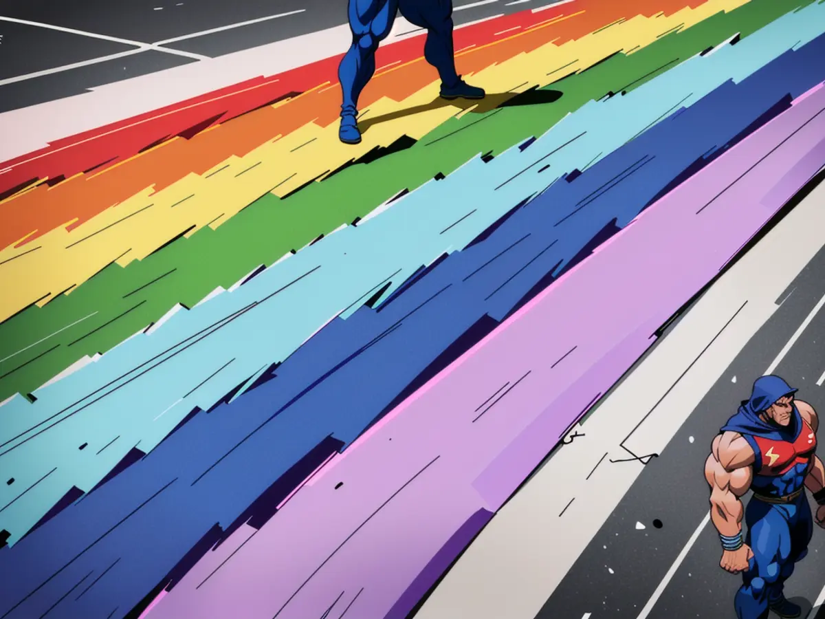 Le voci della gioventù hanno preteso questo. Una enorme bandiera rainbow ora domina il centro città...